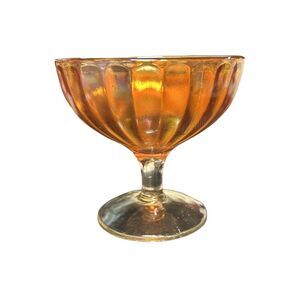 Antique Imperial Marigold Carnival Glass Smooth Rays‎ Low Compote Footed Sherbet